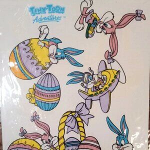 1991 Tiny Toon Easter Window Clings -Vintage Re-Stix by Eureka- 7 Cling Stickers
